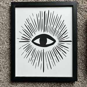 Black and White Wooden Eye Sign 12” h x 10” w